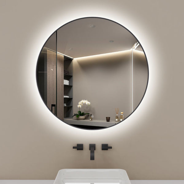 Neo round black mirror 90 cm