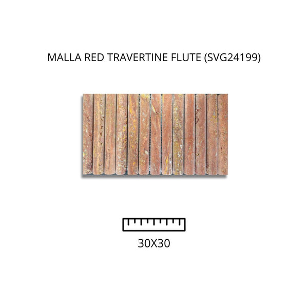 MALLA RED TRAVERTINE FLUTE (SVG24199) 30X30