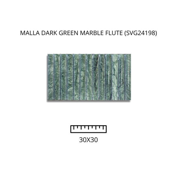 MALLA DARK GREEN MARBLE FLUTE (SVG24198) 30X30