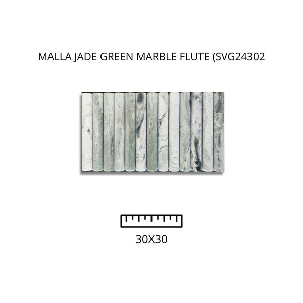 MALLA JADE GREEN MARBLE FLUTE (SVG24302)  30X30