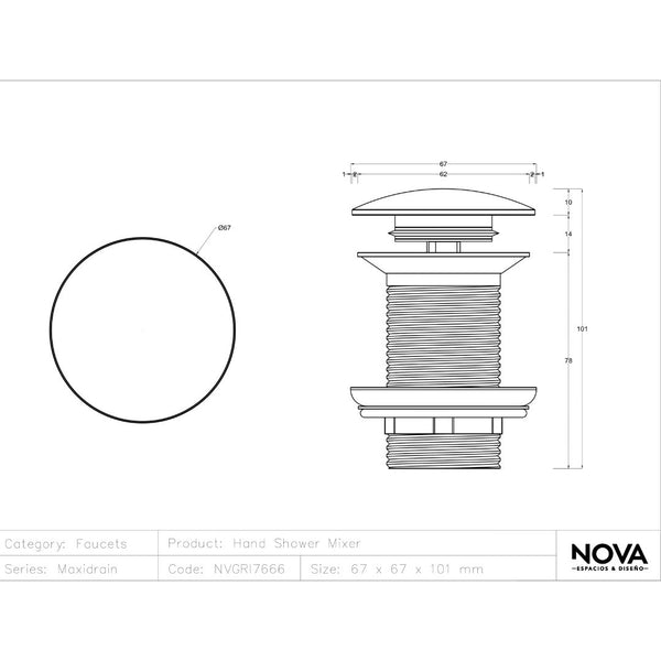 DESAGUE PARA LAVABO MAXI-DRAIN POP-UP SIN REBOSADERO