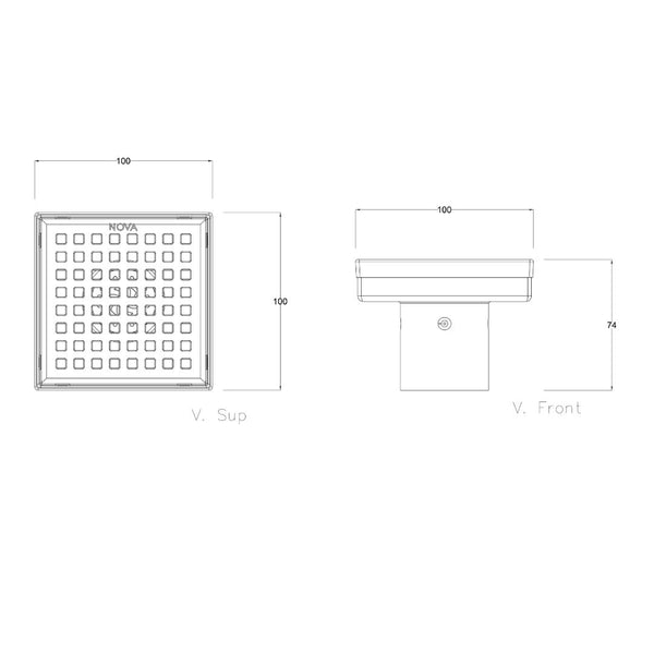 DESAGUE AQUAFLOW SQUARE DOTS MATT NOIR