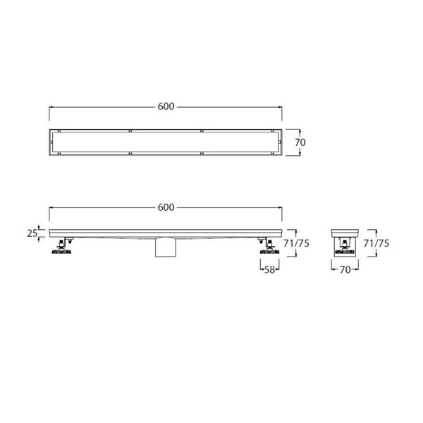 AQUAFLOW LINEAL UNSEEN FLAT DORADO 60CM