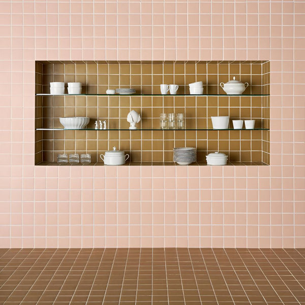 Mosaico Square Pixel Smalto Pastel Pink