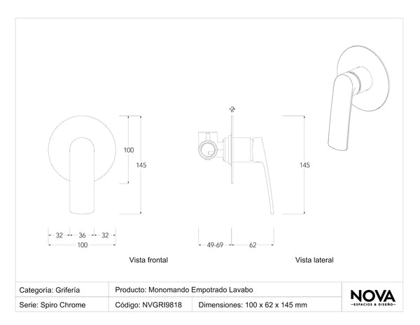 Spiro Chrome Concealed Shower Mixer